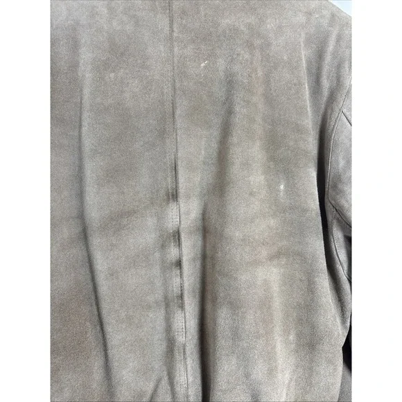 Vintage Bermans Suede Leather Jacket Mens 46 Plaid Lined Zip Hood Brown